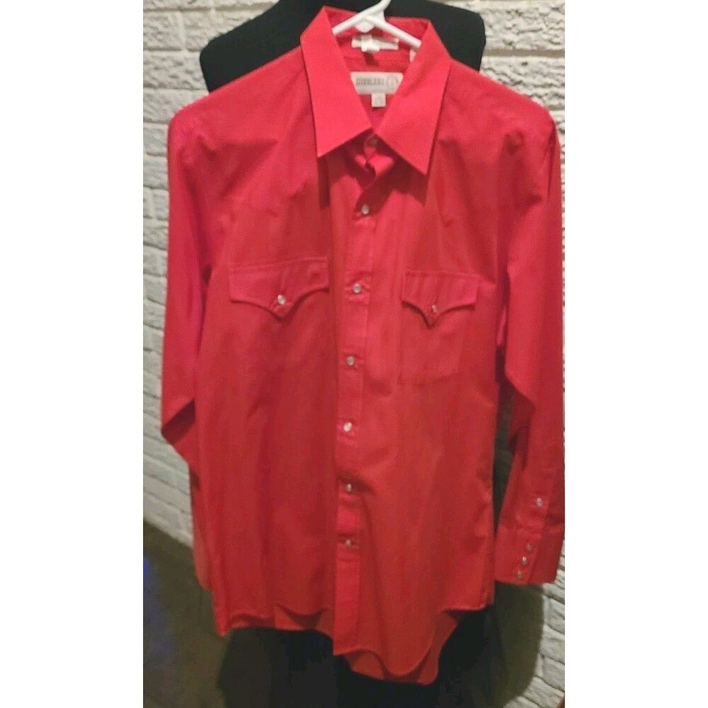 Vintage Sheplers Men's Western Pearl Snap Shirt Red Long Sleeve Size  16-34